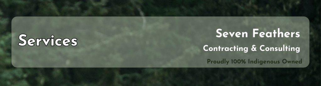 Services Page Header on a green background of fir trees.